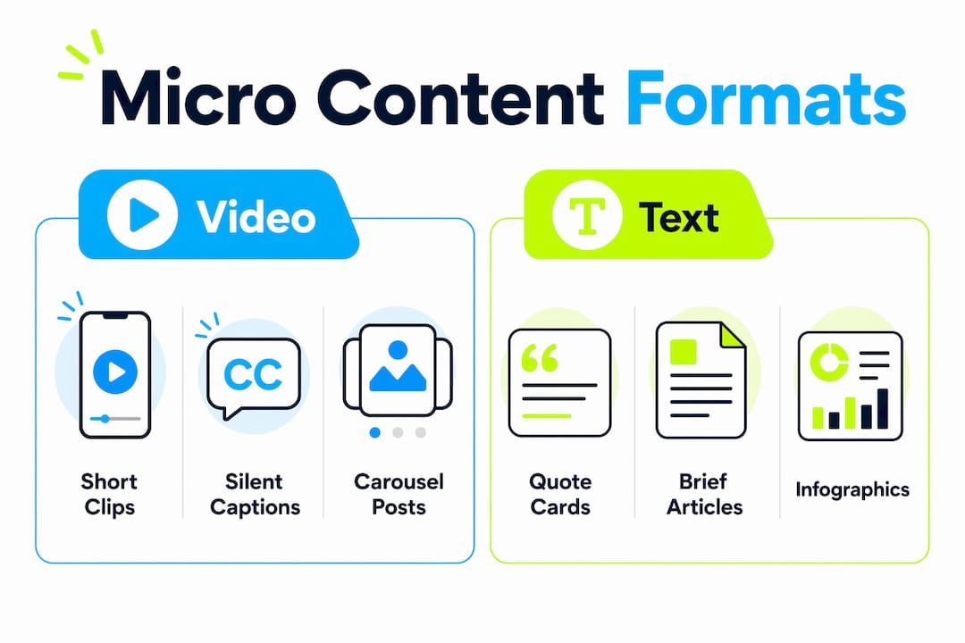 Infographic comparing micro content video and text formats