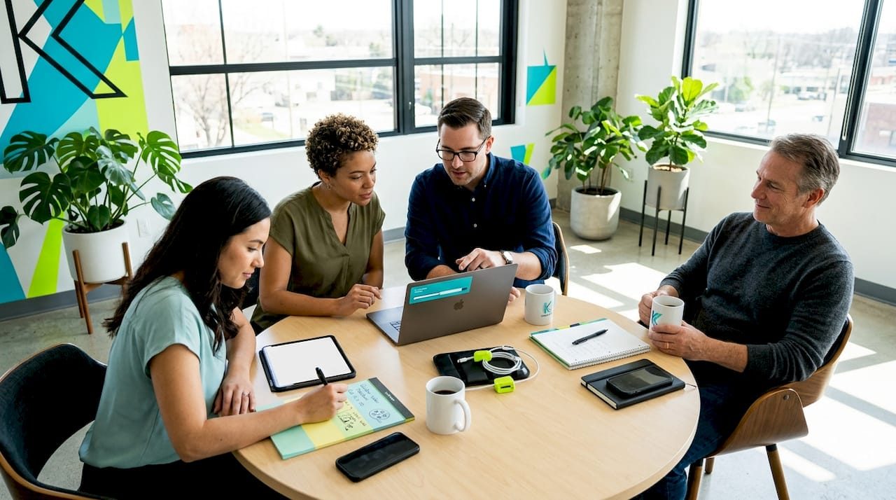Team reviewing stakeholder approval workflow