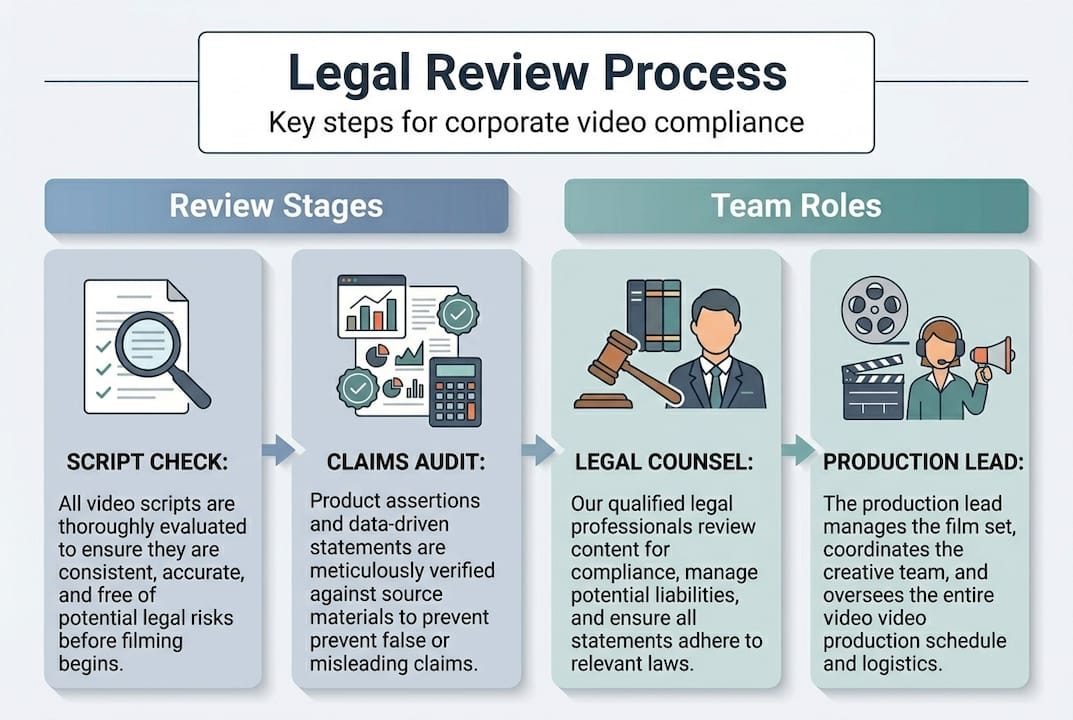 Infographic showing legal review process stages and roles