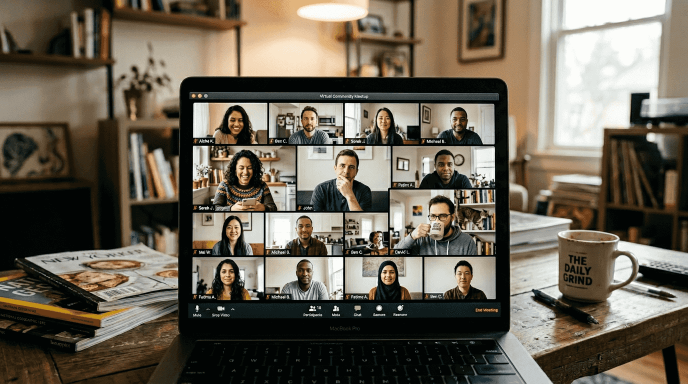Audience reacting to virtual event presentation