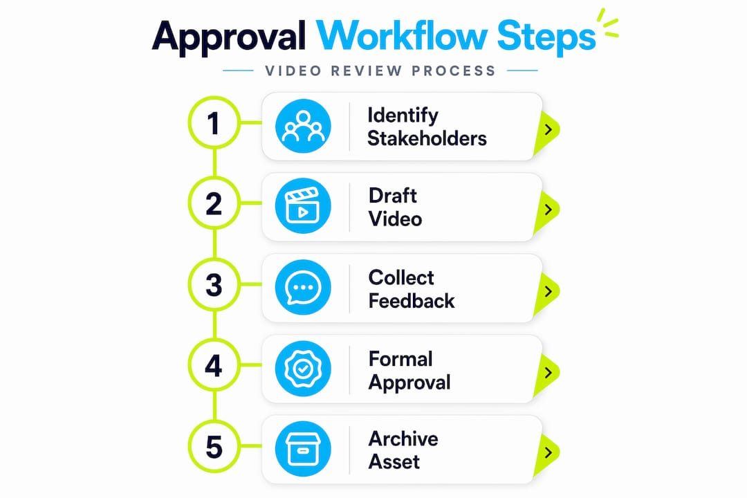 Infographic of video approval workflow steps