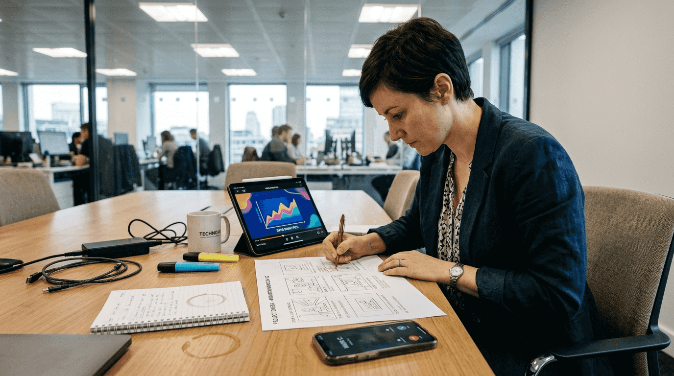 Specialist reviewing animation storyboard in meeting