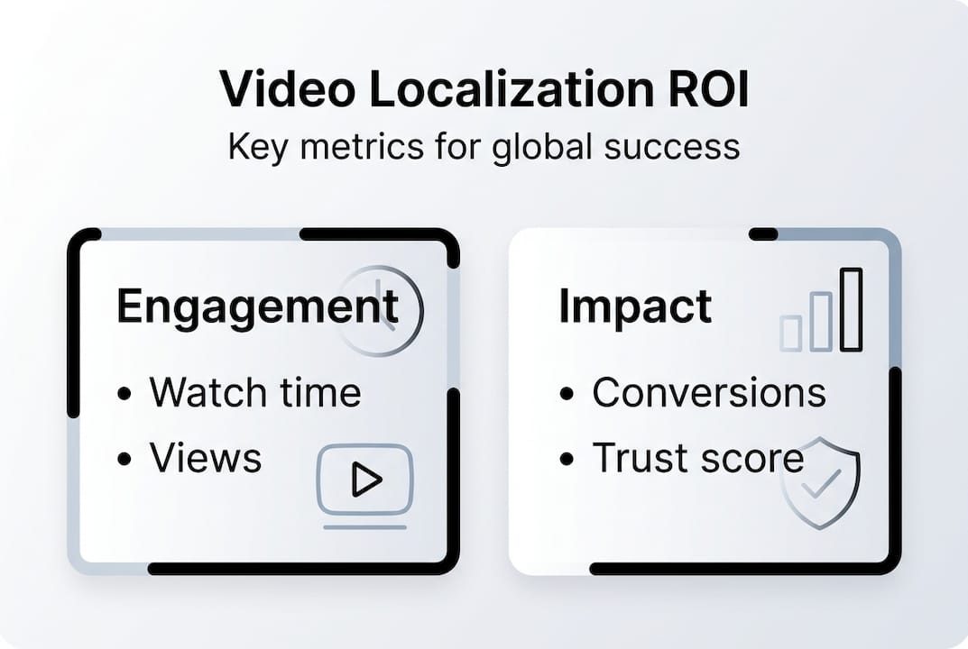 Infographic with video localization ROI metrics