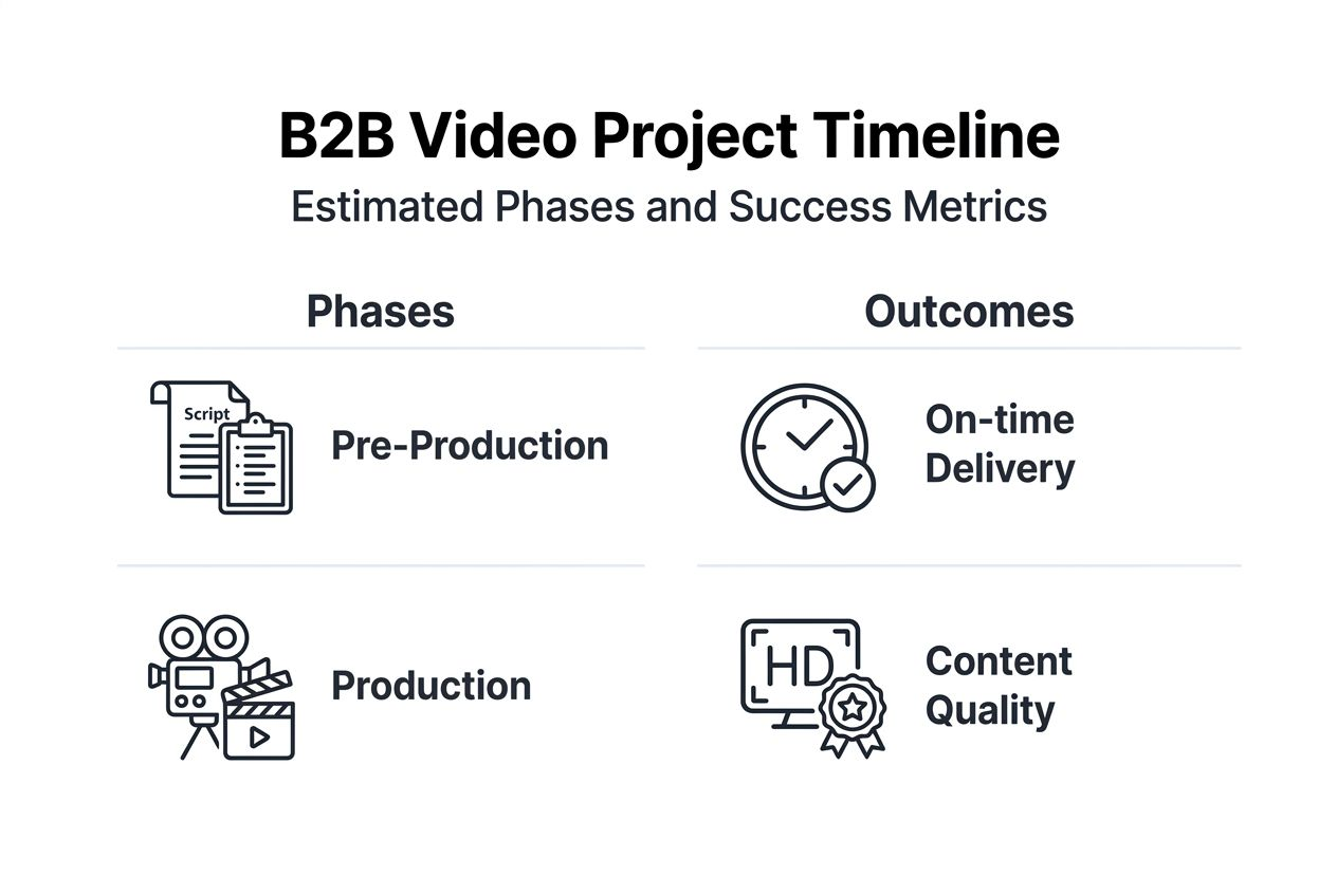 Infographic showing B2B video project timelines and outcomes