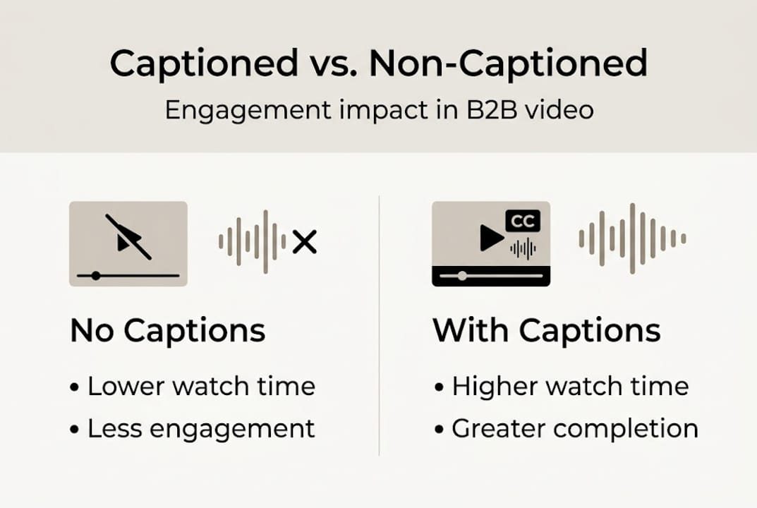 Infographic comparing video captions and engagement