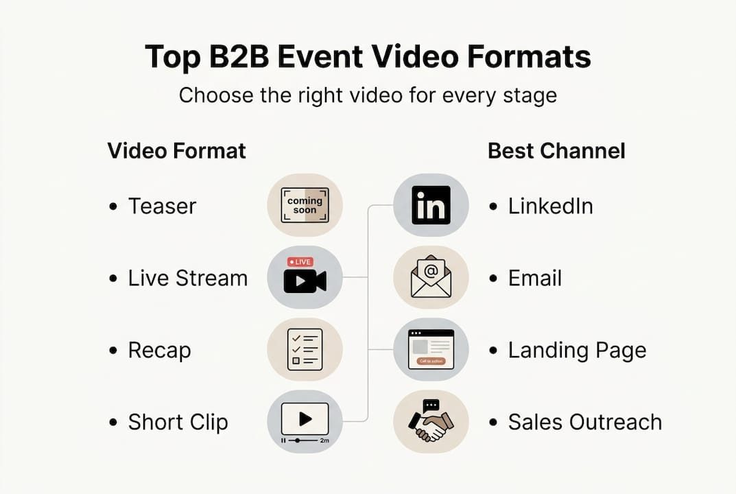 Infographic on B2B event video format types and channels