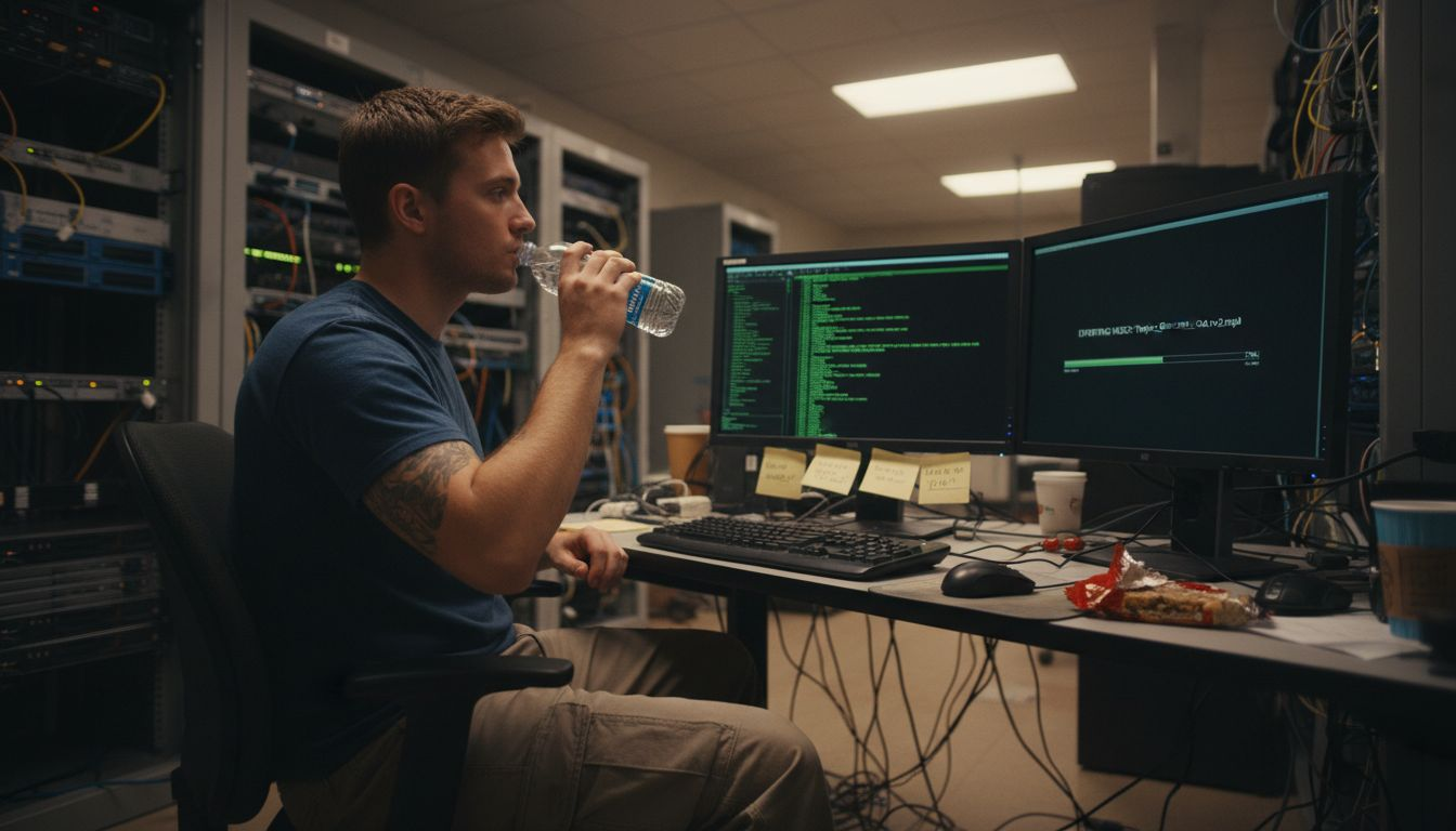 Technical specialist managing video compression workstation