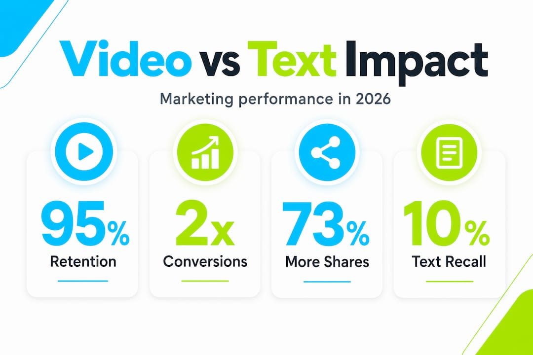 Infographic comparing video and text marketing stats