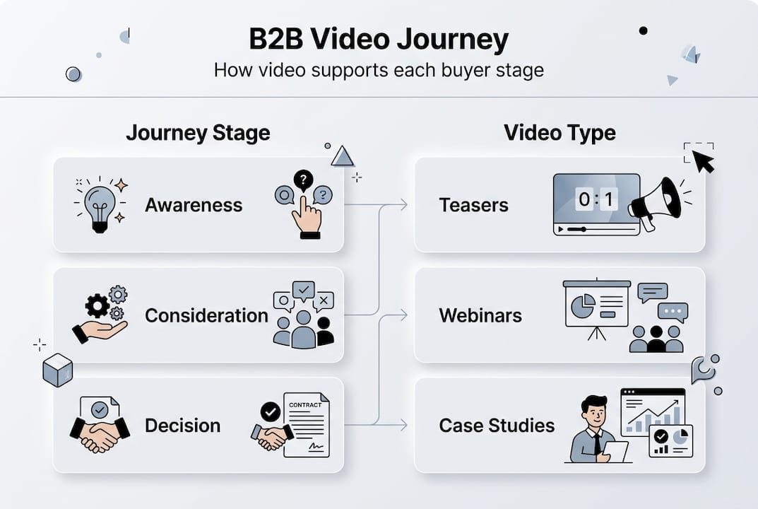 Infographic mapping video types to buyer journey