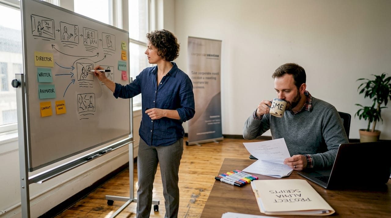 Team storyboarding B2B case study video